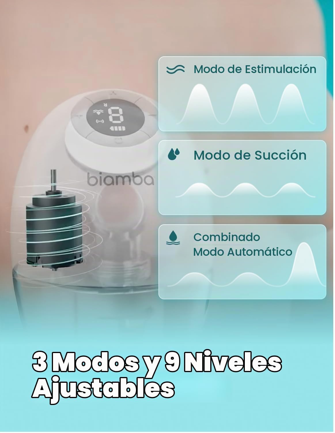 Biamba Pump Pro - Extractor de leche portátil manos libres, bombas...