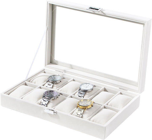 Ausalivan Vitrina de relojes para hombres, caja organizadora de rel...
