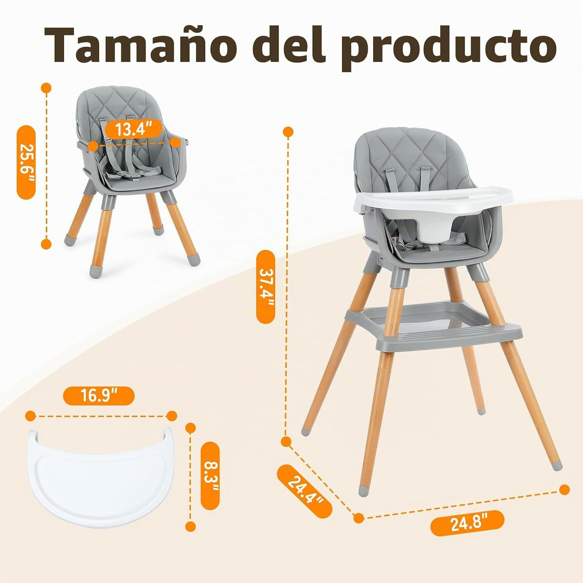 Ezebaby Sillas altas 6 en 1 para bebés y niños pequeños, silla alta...