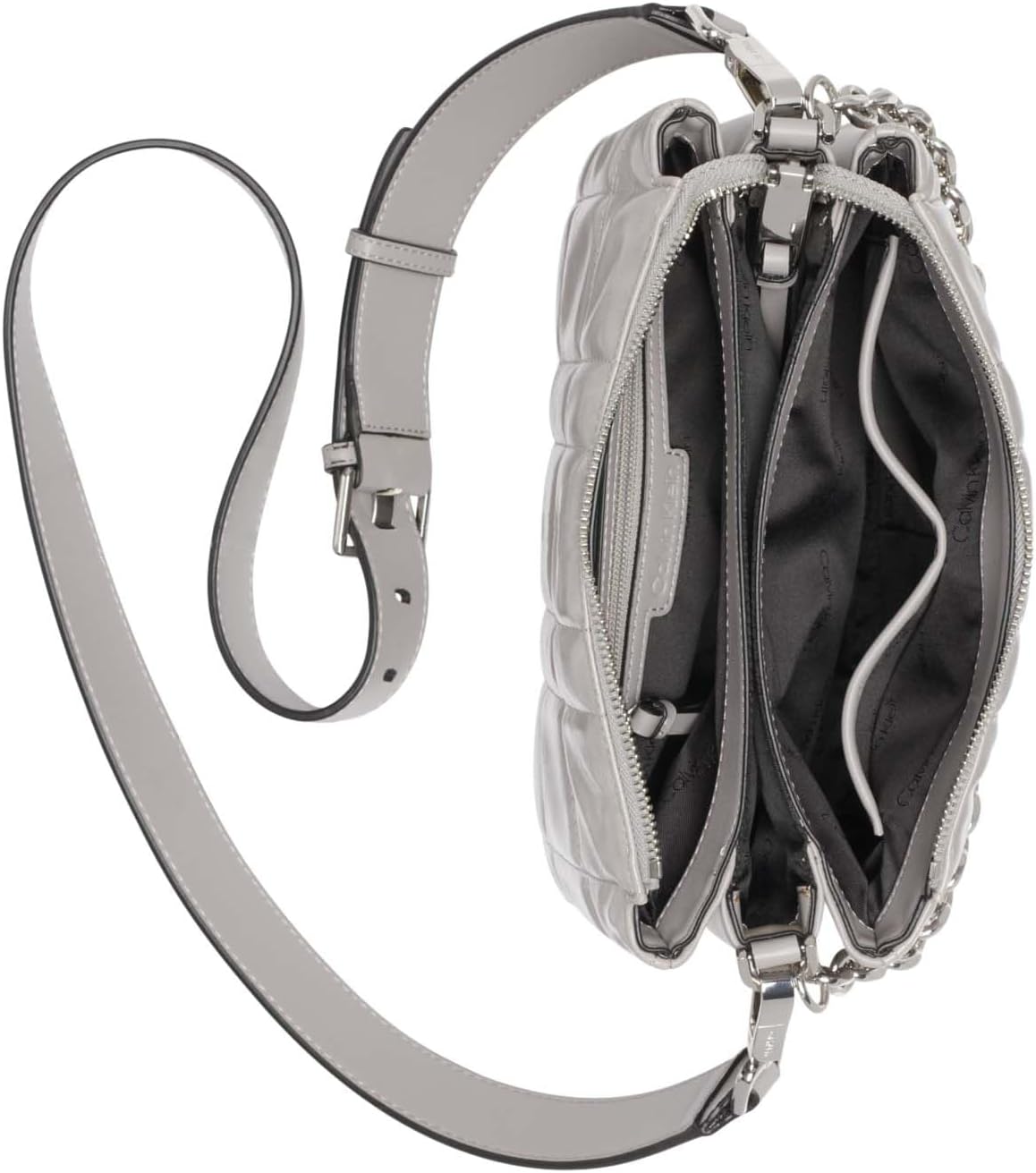 Calvin Klein Cadena cruzada con triple compartimento para lluvia