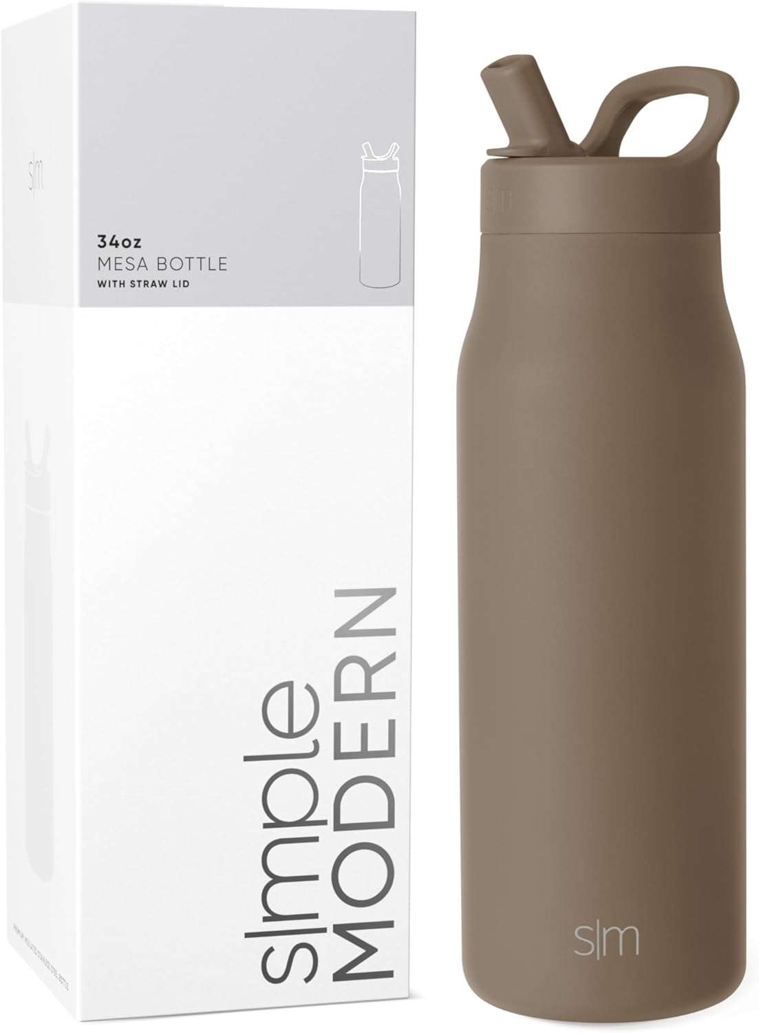 Simple Modern botella de agua con tapa con pajita | Termo de acero...
