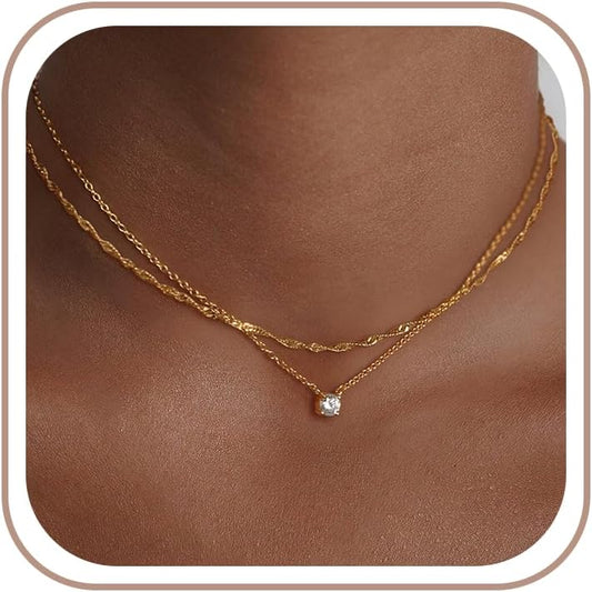 Treasure Bender Collar de oro delicado para mujer sin deslustre, co...