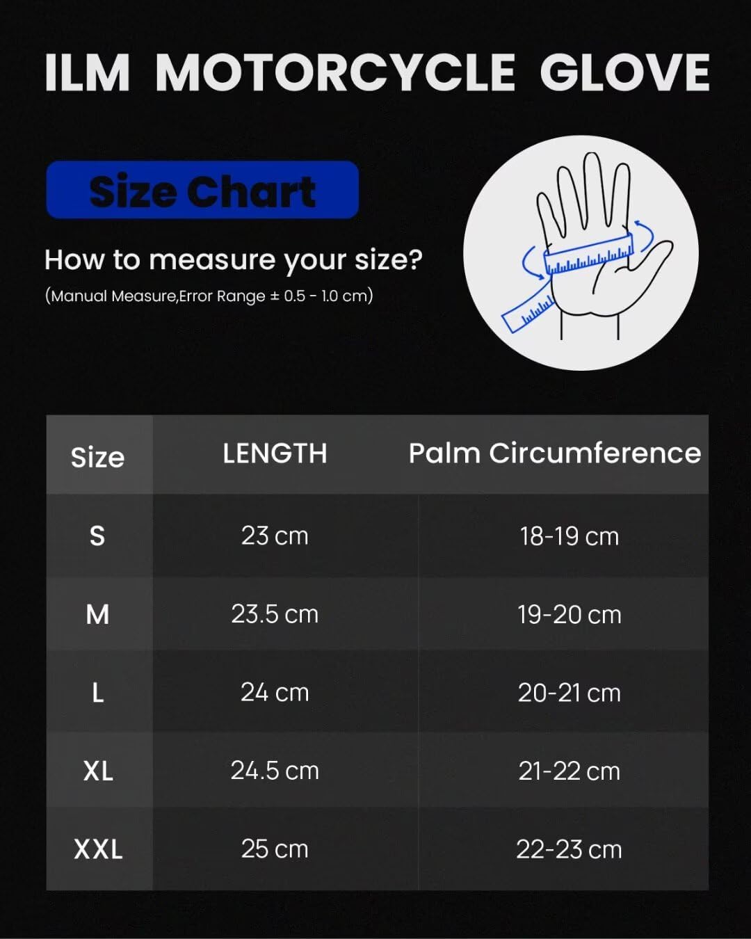 ILM Guantes de piel de cabra para motocicleta para hombres y mujere...