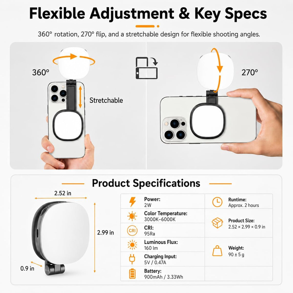 Luz magnética para selfie compatible con MagSafe, luz LED plegable...