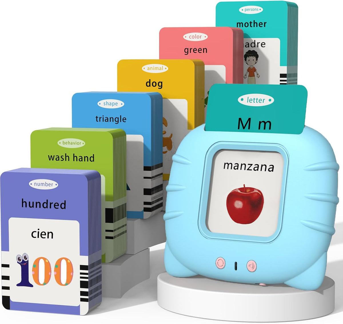 Startcan Tarjetas flash parlantes en español e inglés para niños de...