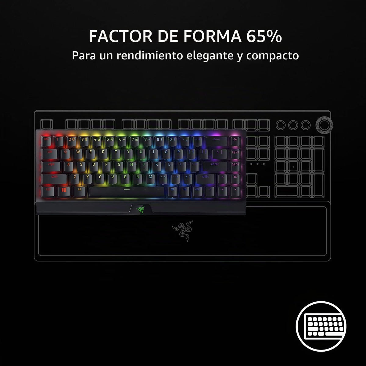 Razer BlackWidow V3 Mini Teclado mecánico inalámbrico para juegos |...