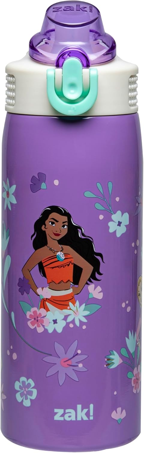 Zak Designs Botella de agua para niños de princesas Disney Sage par...
