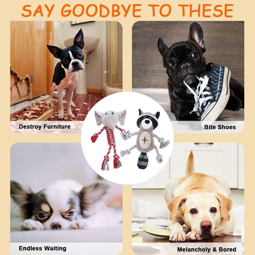HUGEME Juguetes de cuerda para perros para mantenerlos ocupados - J...