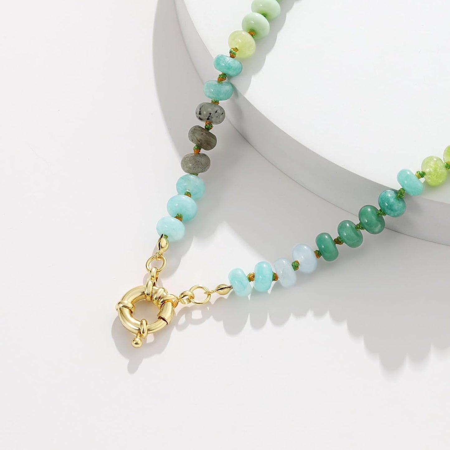 KissYan Collar de piedras preciosas con cuentas para mujer, gargant...