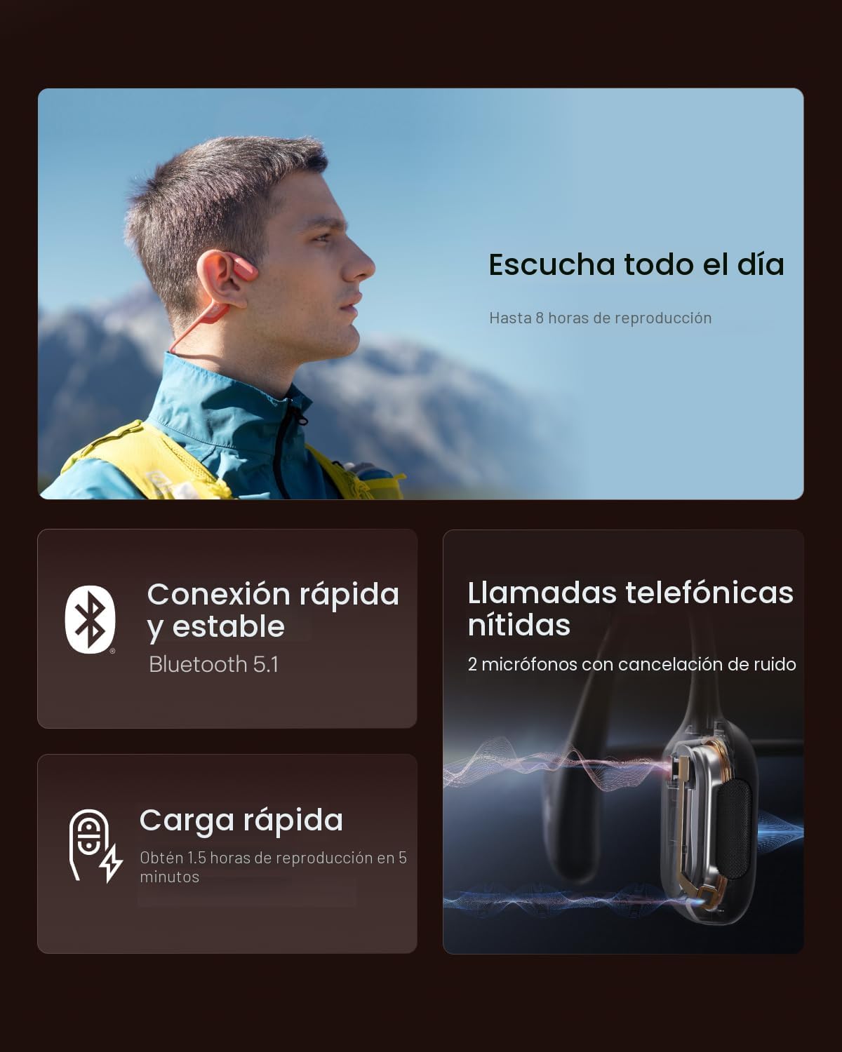 SHOKZ OpenRun Pro - Auriculares de conducción ósea, auriculares dep...
