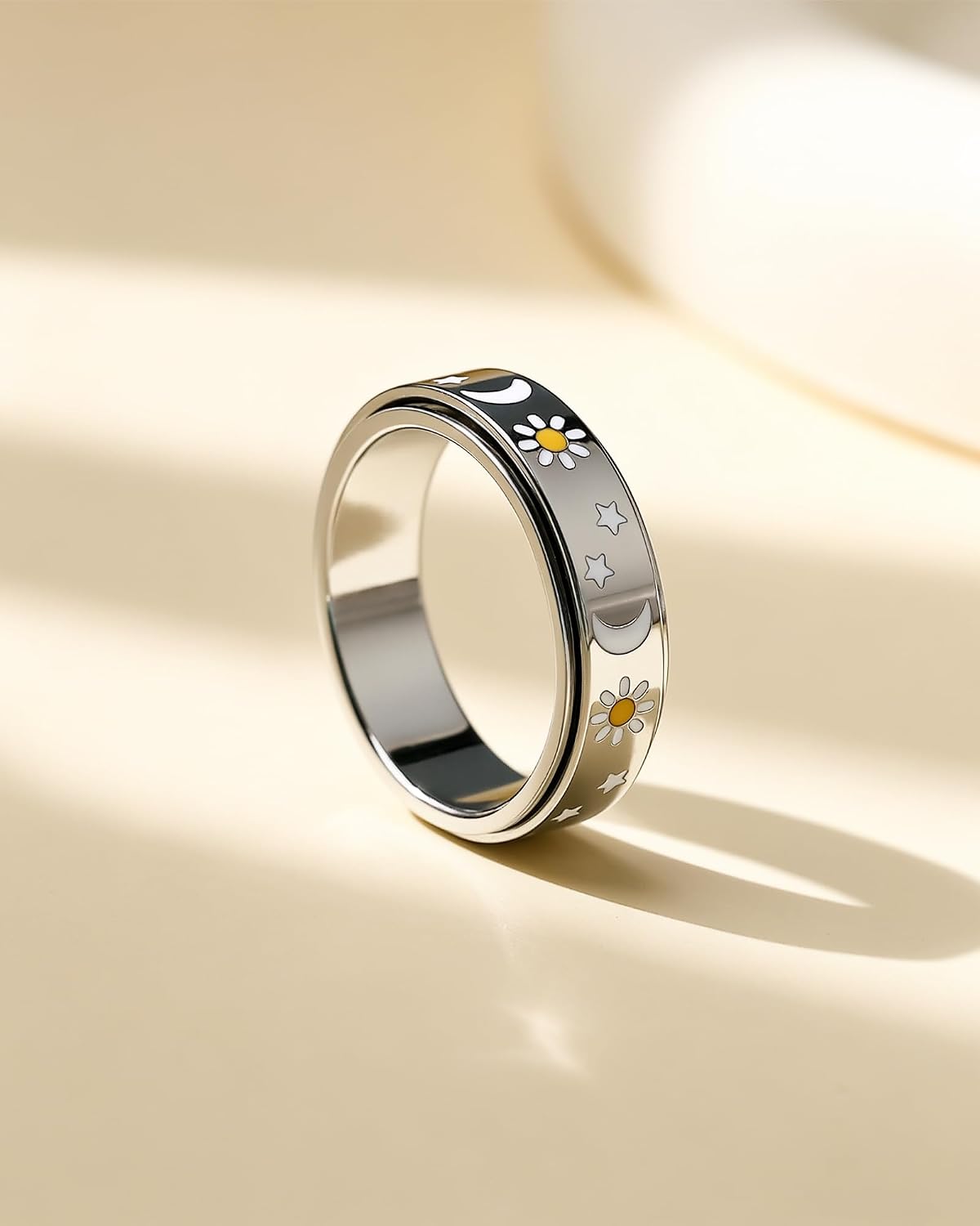 Anillo giratorio silencioso de acero inoxidable para mujer, regalo...