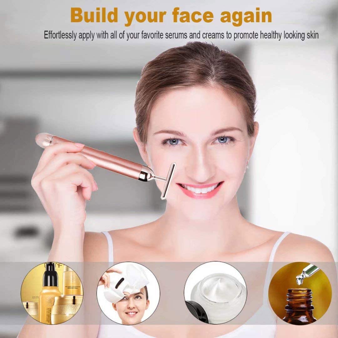 GOODYBUY - Masajeador facial de pulso dorado de 24 quilates, con fo...