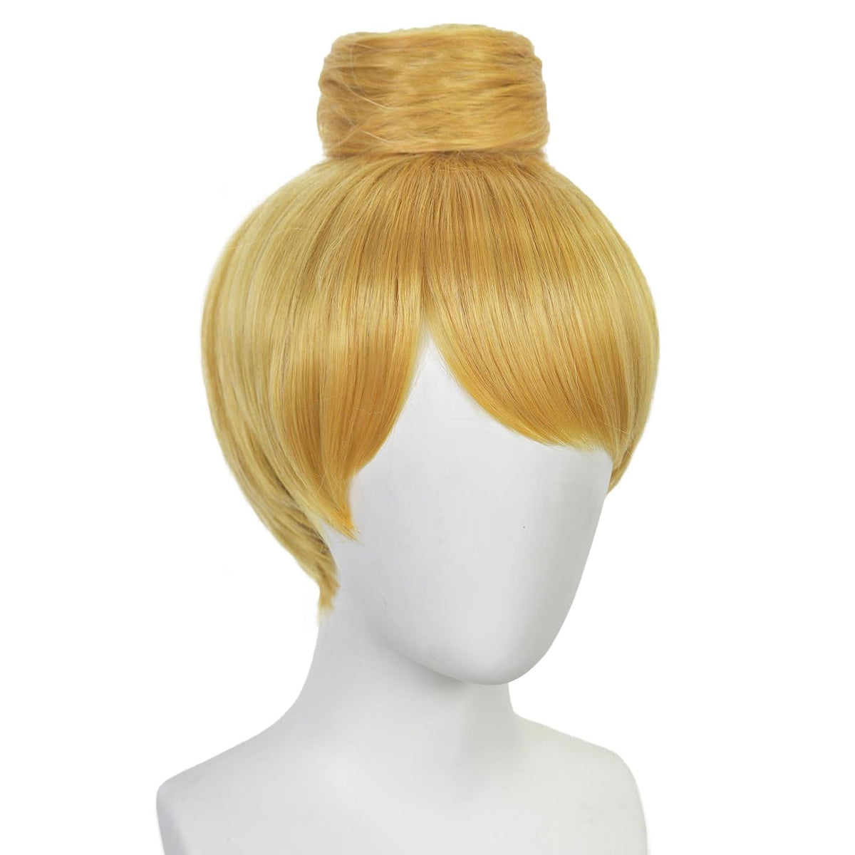 ANOGOL Peluca rubia corta con moño para mujer, pelucas doradas, pel...