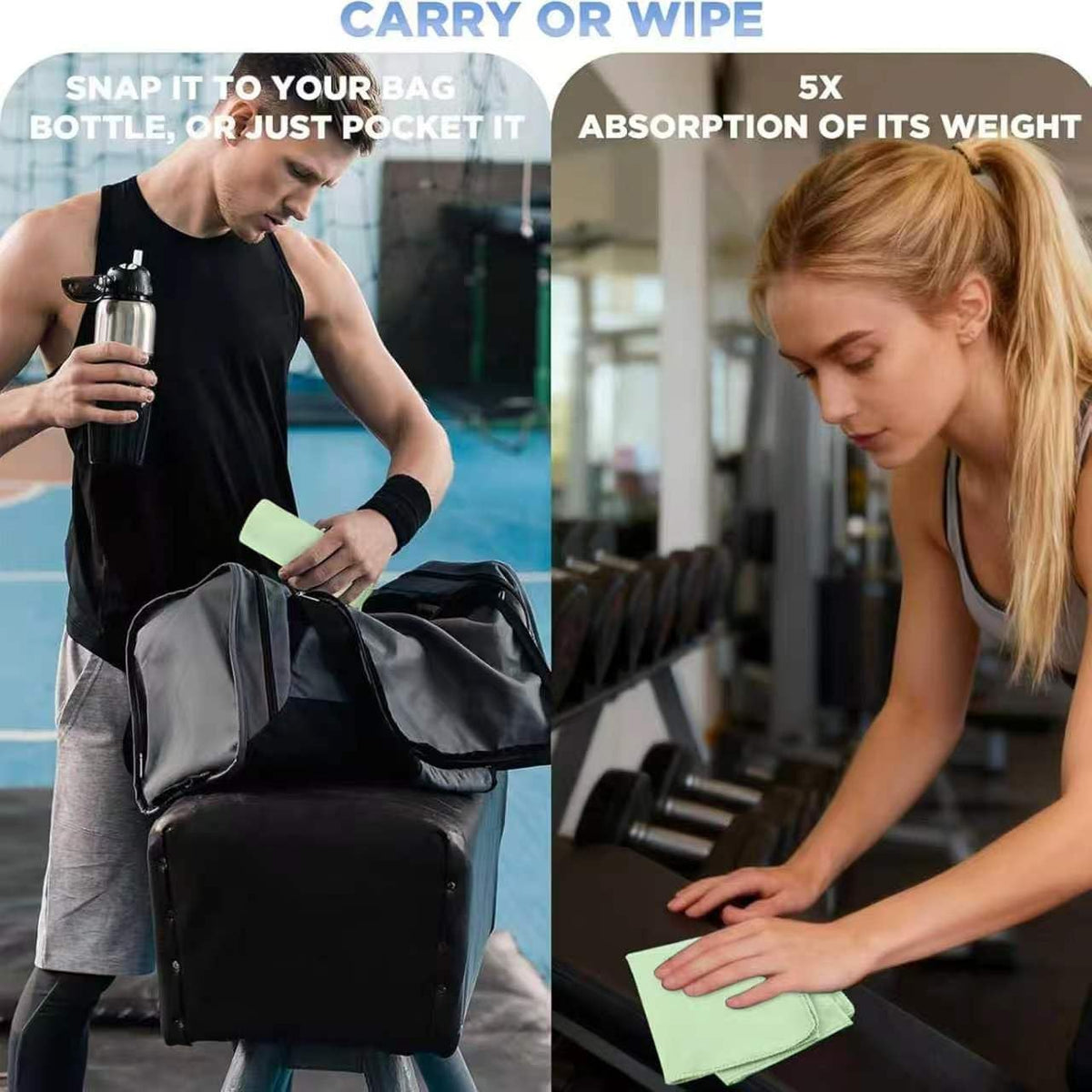 Vnoss Toallas de gimnasio de microfibra, de secado rápido, altament...