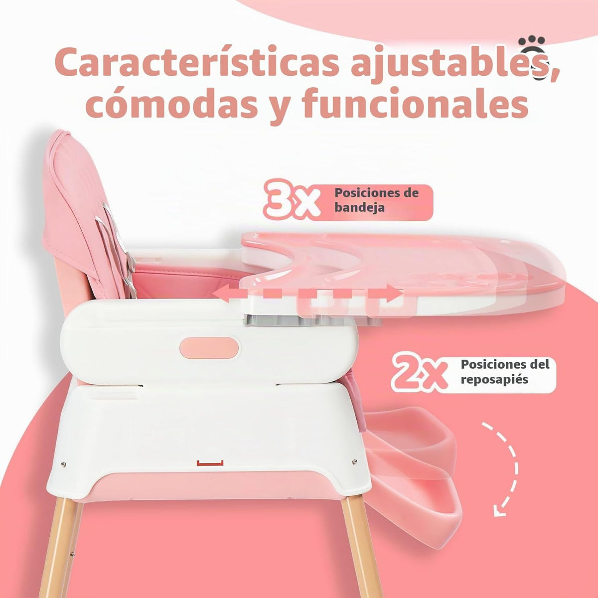 JOYMOR Silla alta 5 en 1 para bebés y niños pequeños, silla alta po...