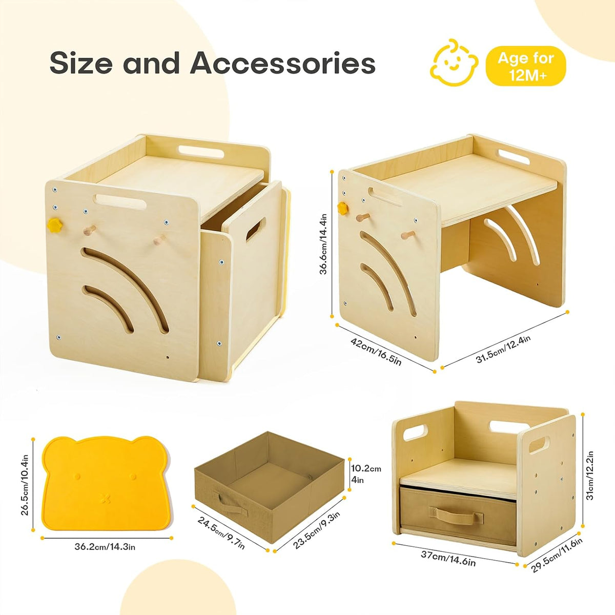 Montessori - Juego de mesa y silla \u2013 Mesa de destete ajustable...