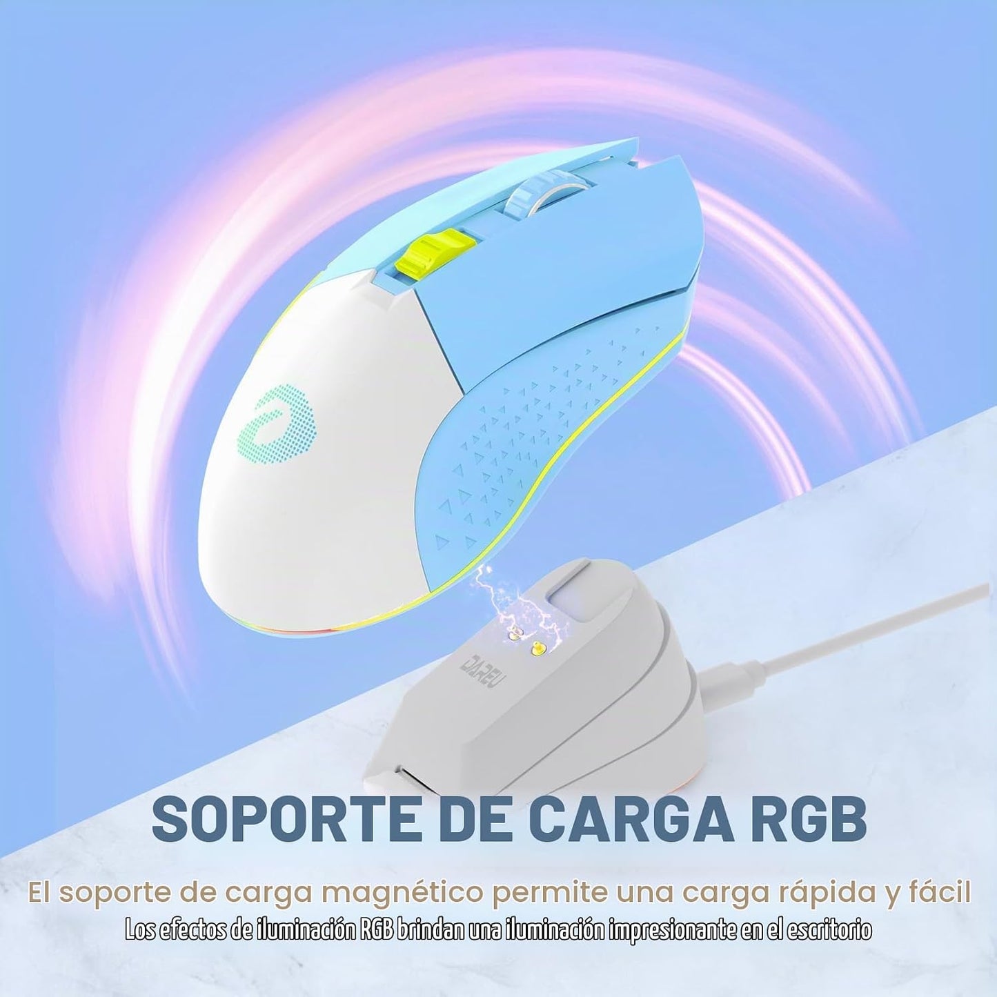 DAREU EM901X Ratón inalámbrico para juegos con base de carga recarg...