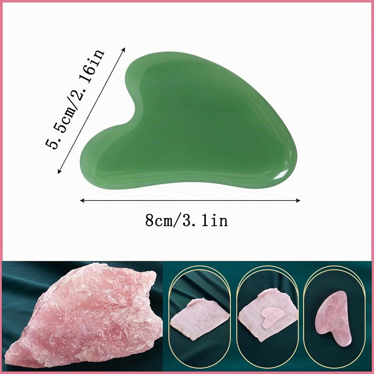 YAMHOHO Herramienta de masaje de piedra de jade Gua Sha, herramient...