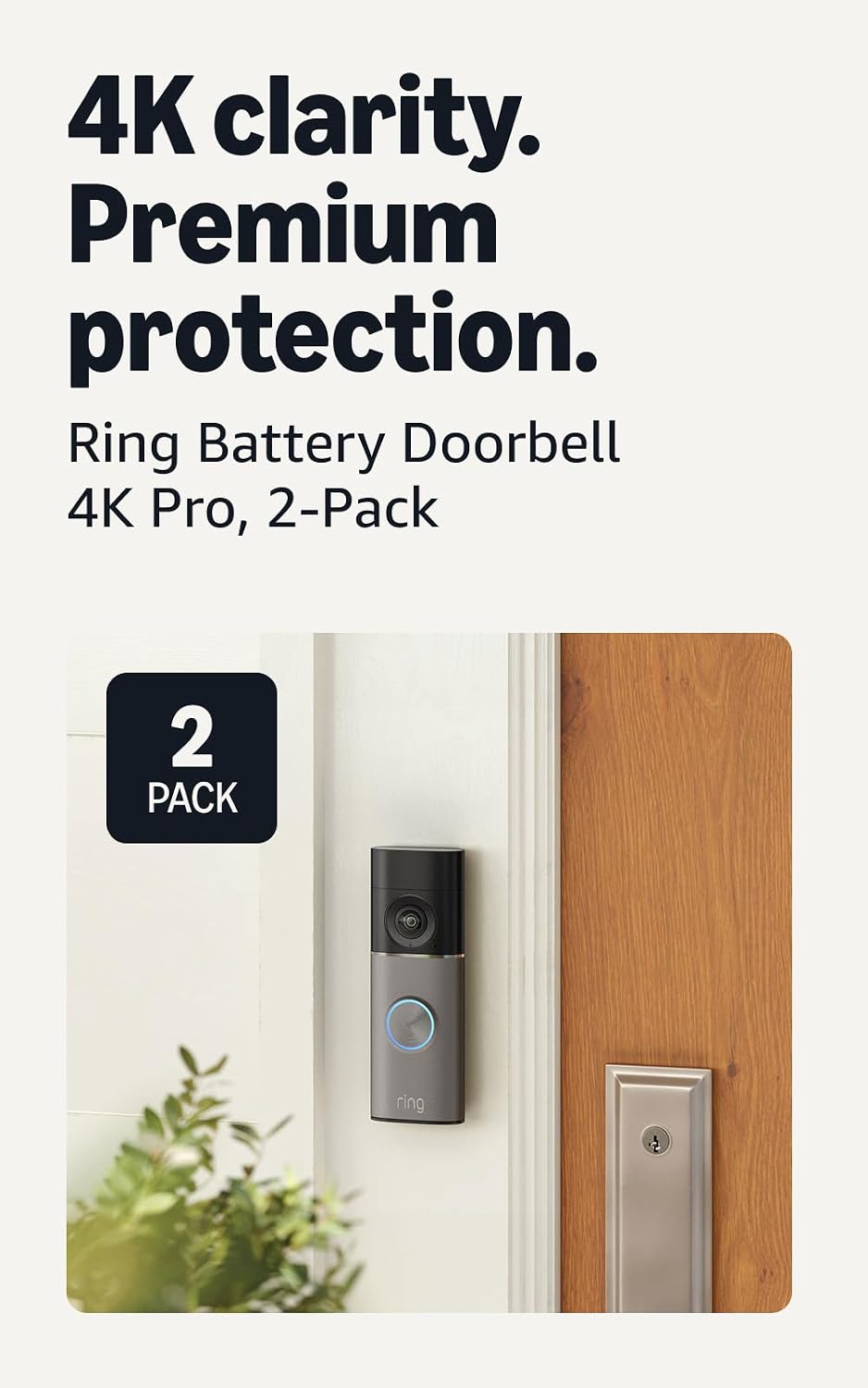 Videotimbre inalámbrico 4K Ring Pro (último modelo): Retinal 4K con...
