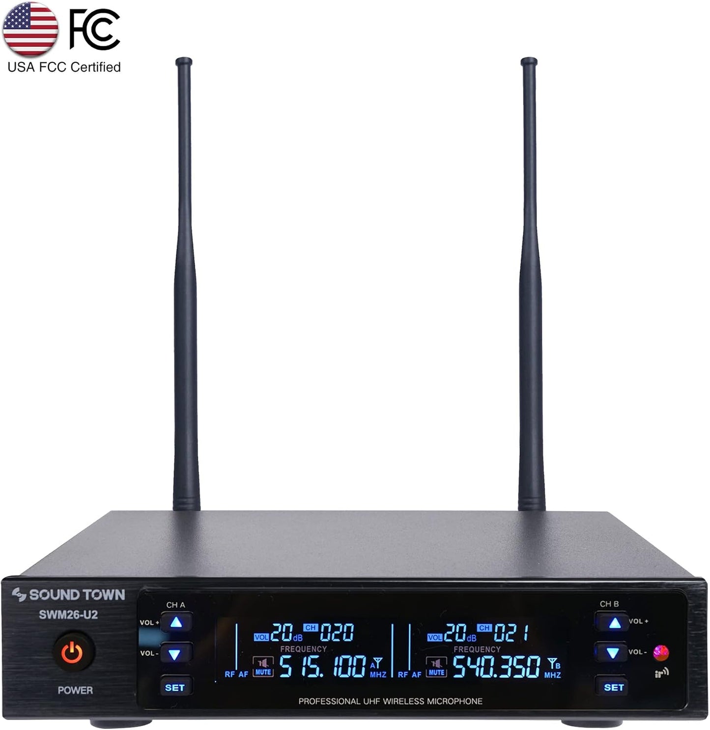 Sistema Sound Town de micrófono inalámbrico UHF de metal de 200 can...