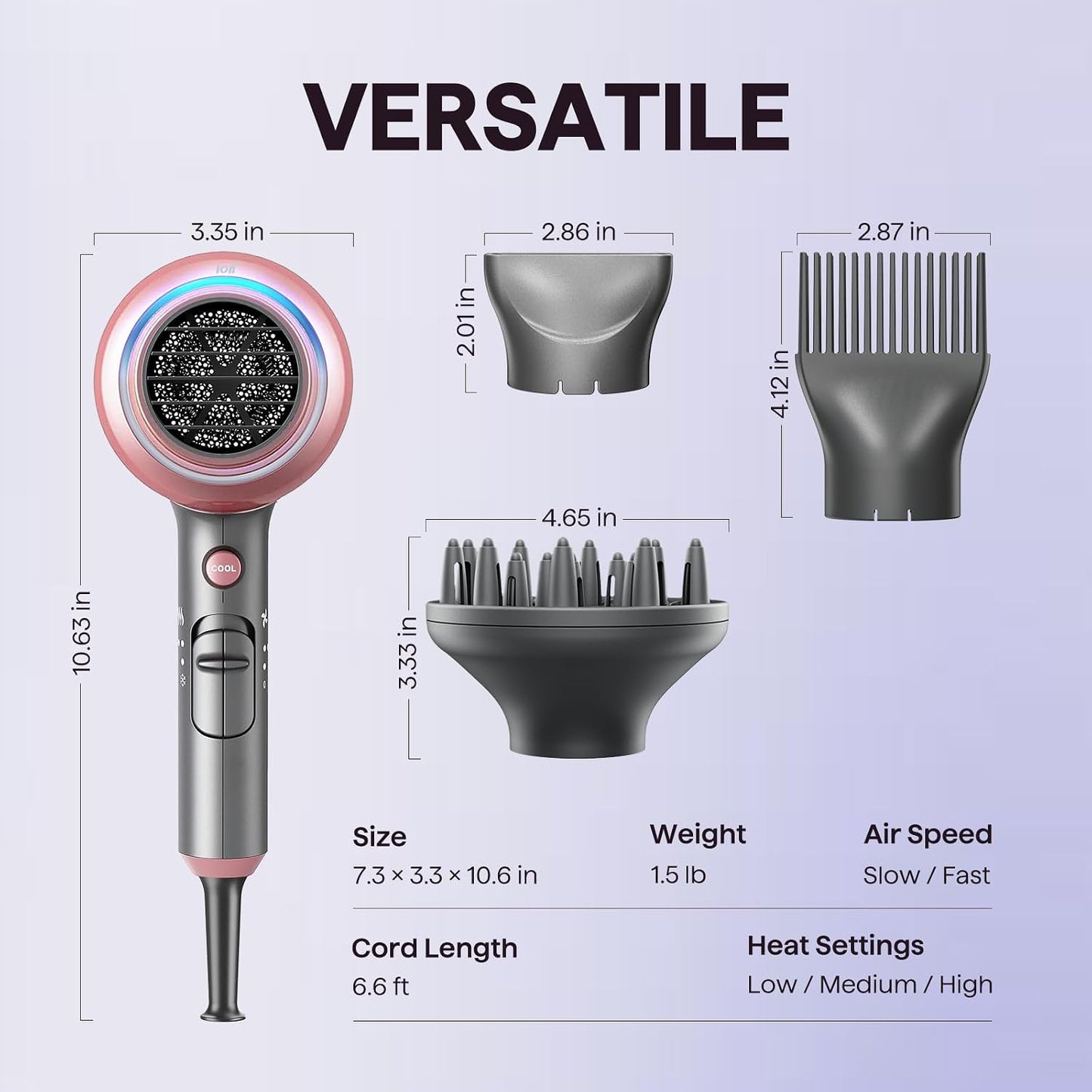 Secador de pelo Wavytalk, Secador iónico Blown Away para cabello ri...