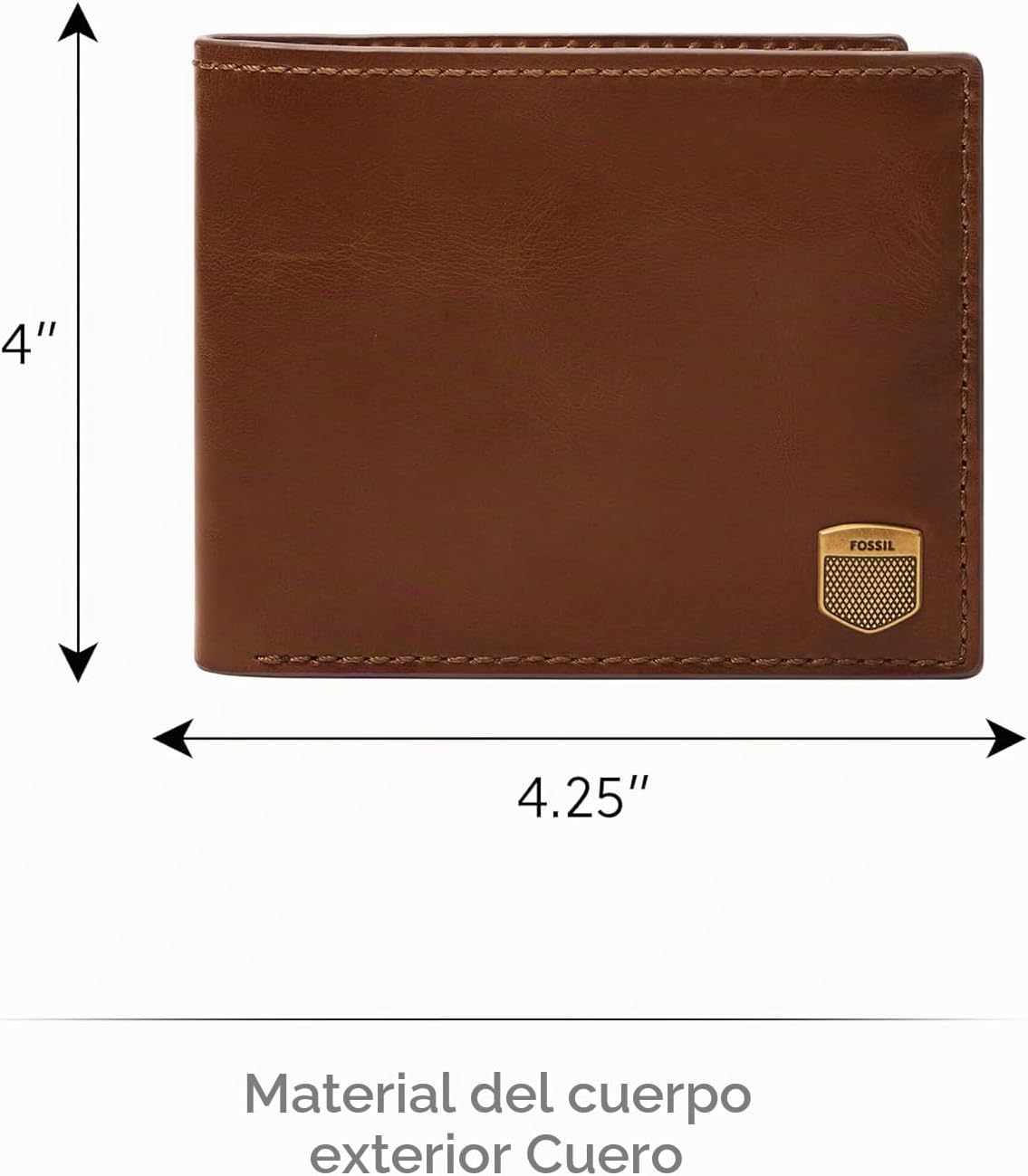 Fossil - Cartera de cuero plegable para hombre Hayes con ventana ab...