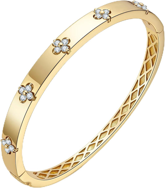 TIMELESSTAR Pulseras de trébol para mujer, hipoalergénicas, moissan...