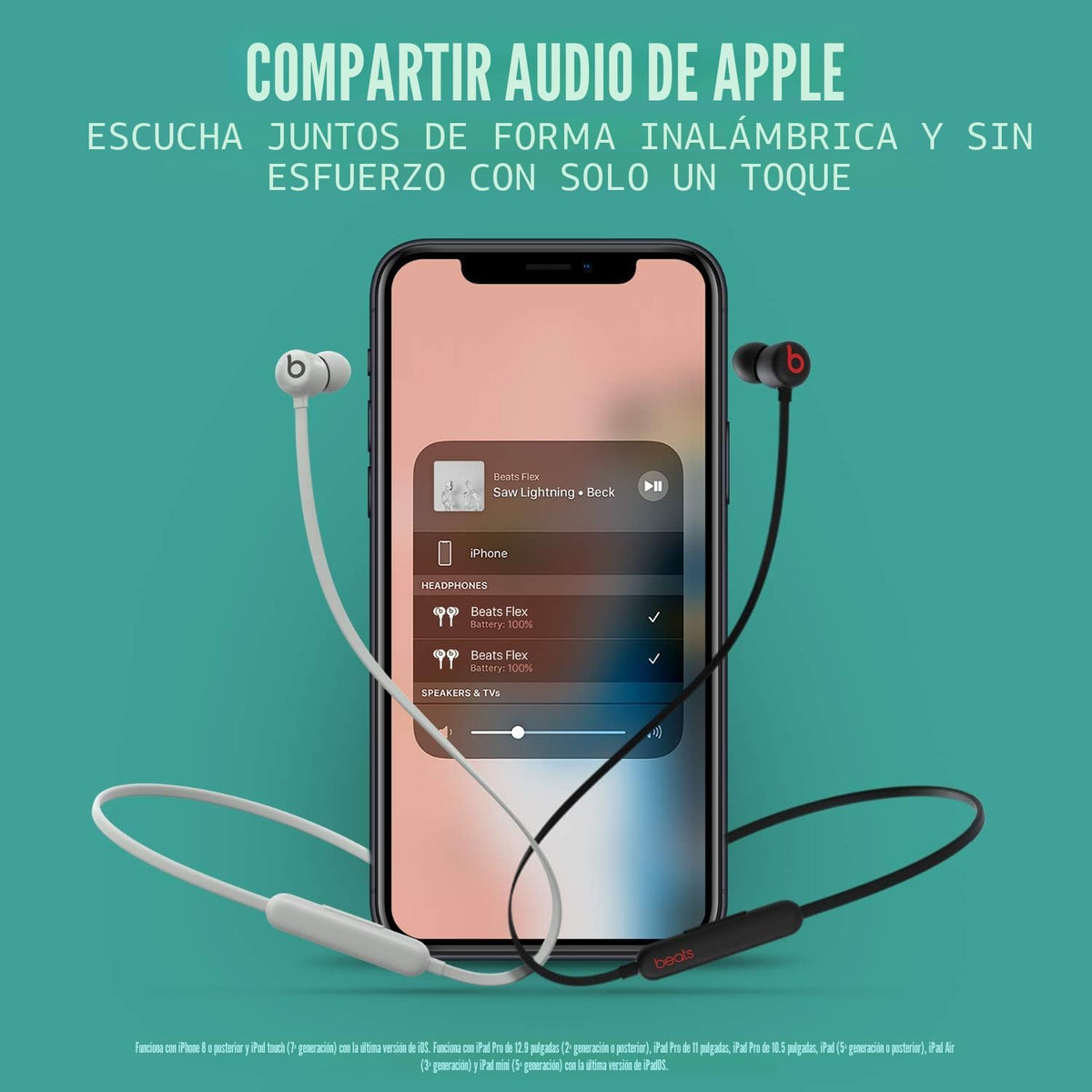 Beats Flex Auriculares inalámbricos - Chip de auriculares Apple W1,...