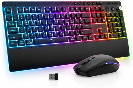 seenda KMG500 Combo de teclado y mouse inalámbricos para juegos con...