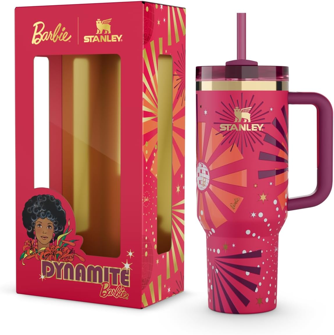 STANLEY x Barbie™ '70s Superstar Quencher 40 Oz | Mango y popot...