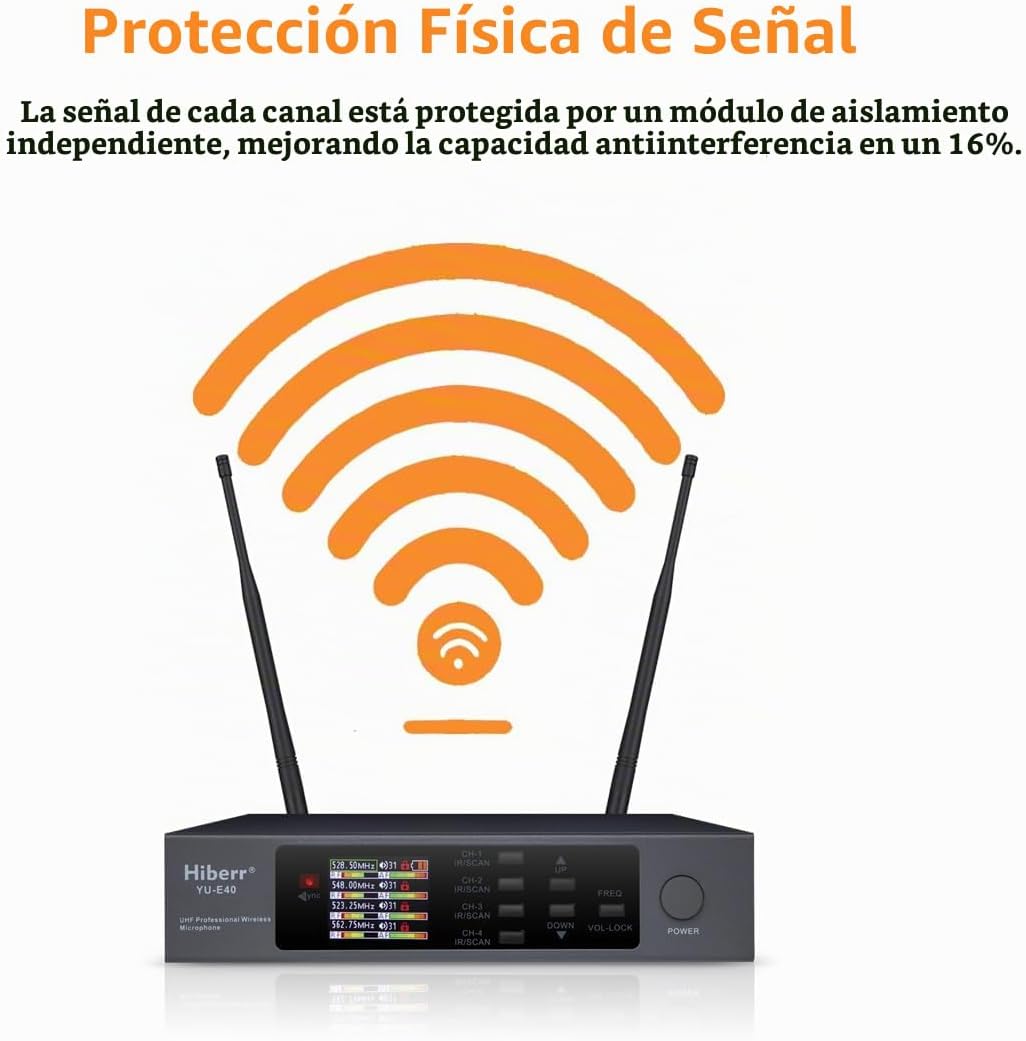 Hiberr Sistema de micrófono inalámbrico, micrófono inalámbrico UHF...