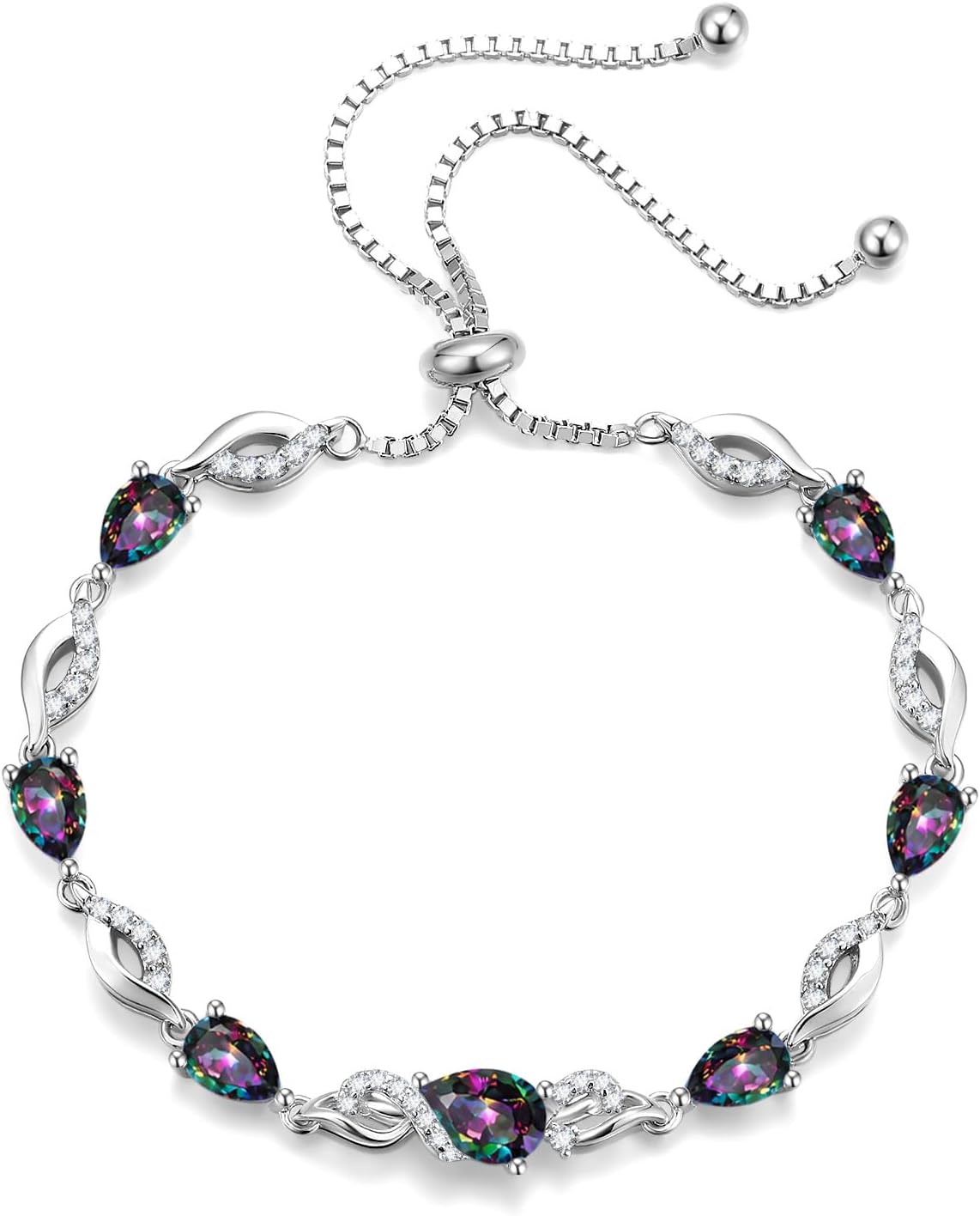 FANCIME Pulsera de piedra natal para mujer Pulsera de tenis ajustab...