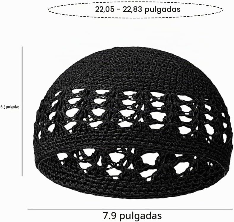 AKONNAS Gorros de punto Kufi, gorro de ganchillo con calavera, colo...