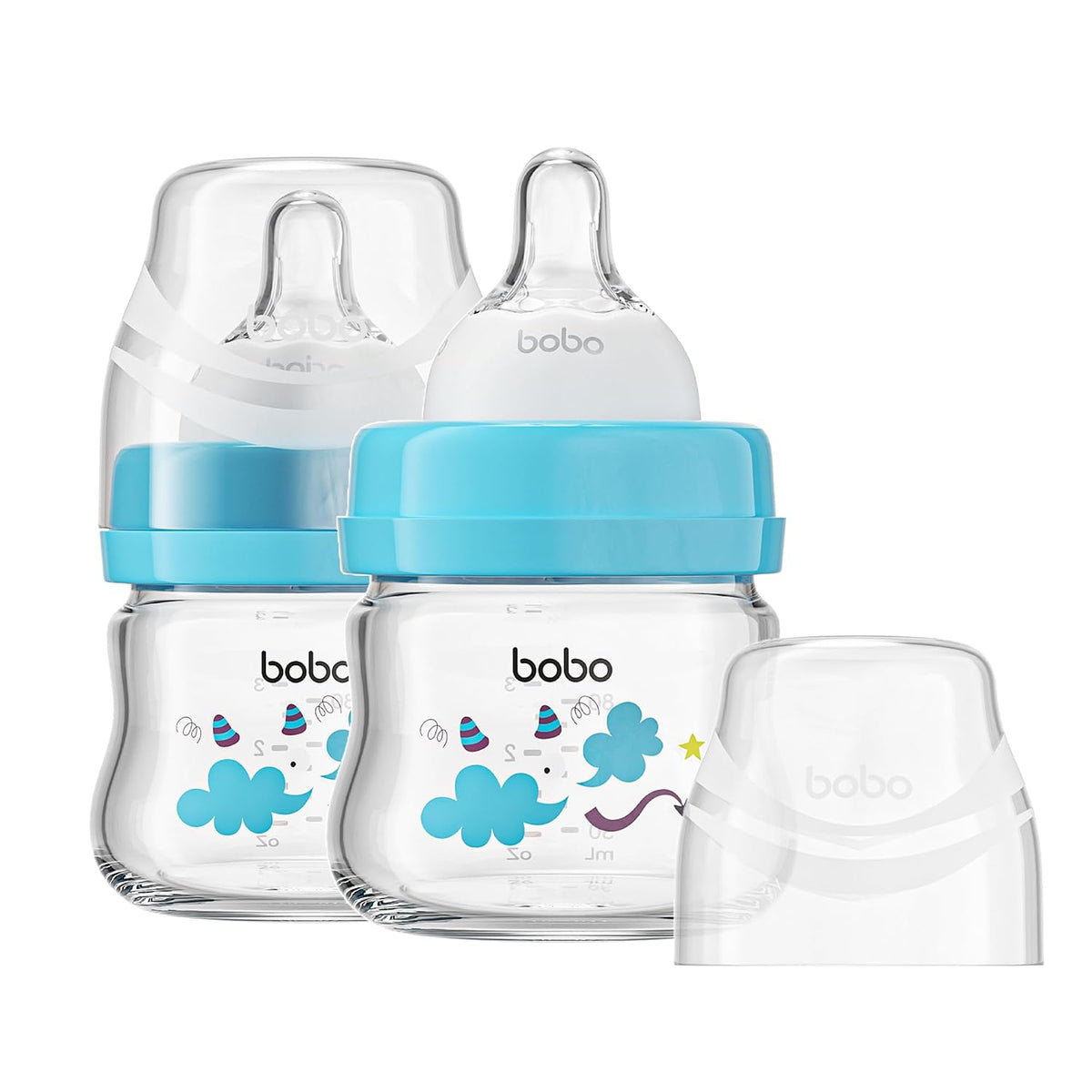 YOHKOH Biberones de vidrio para bebé con tetina de flujo lento, bib...