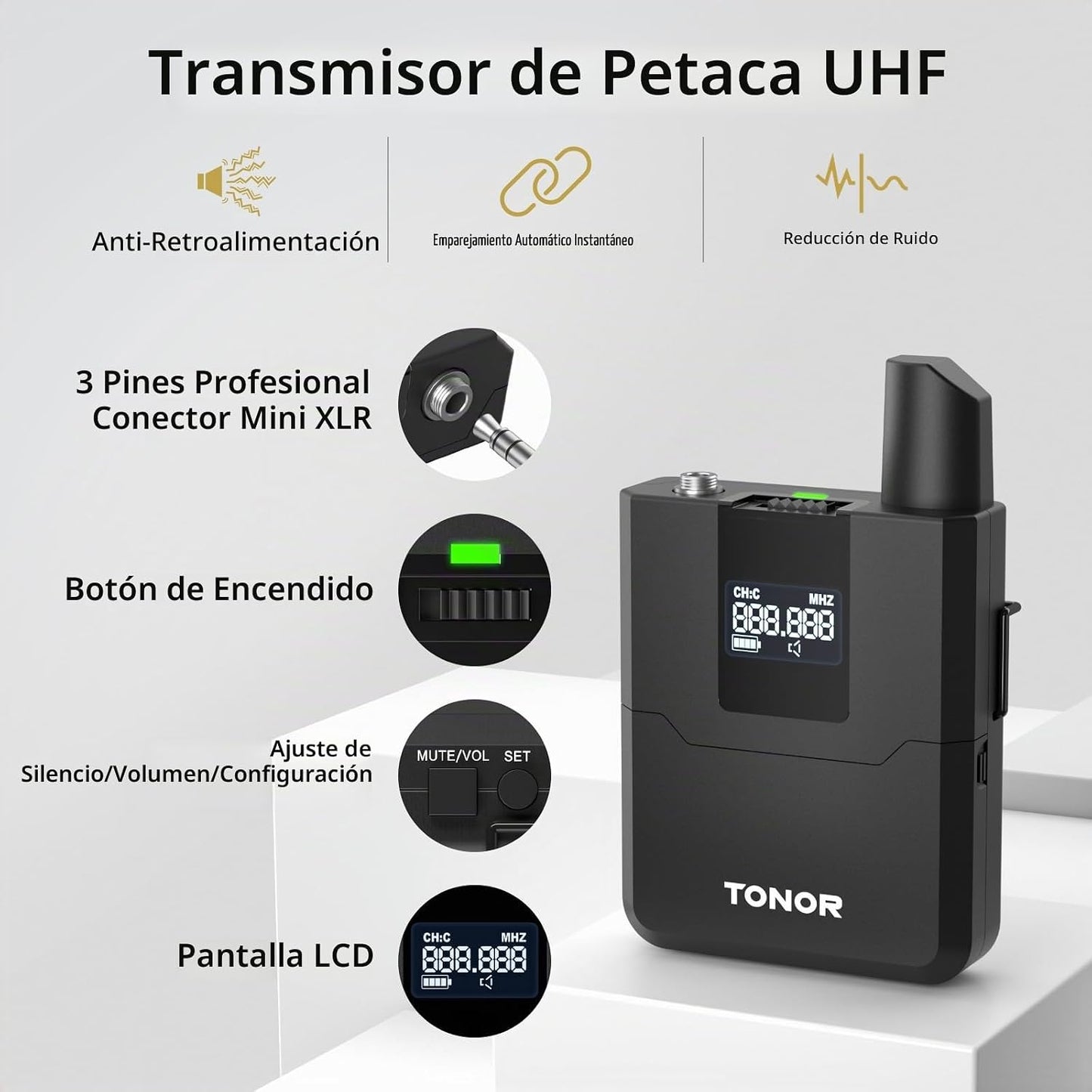 TONOR Sistema de Micrófonos Inalámbricos con Auriculares UHF\/Micró...