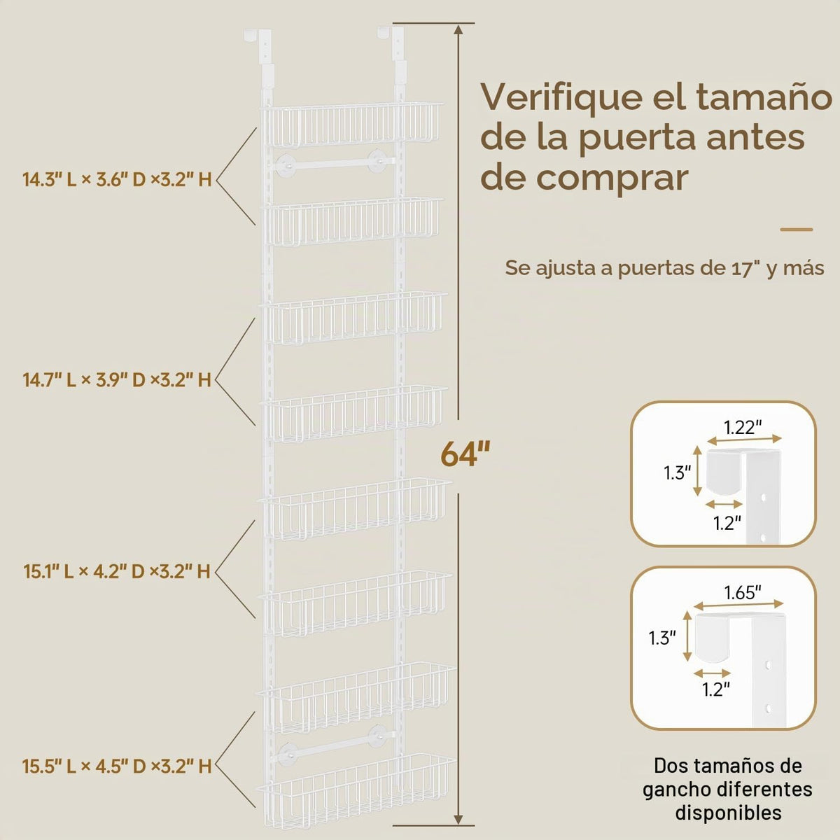 Delamu Organizador Ajustable para Puerta de Gabinete, Organizador d...
