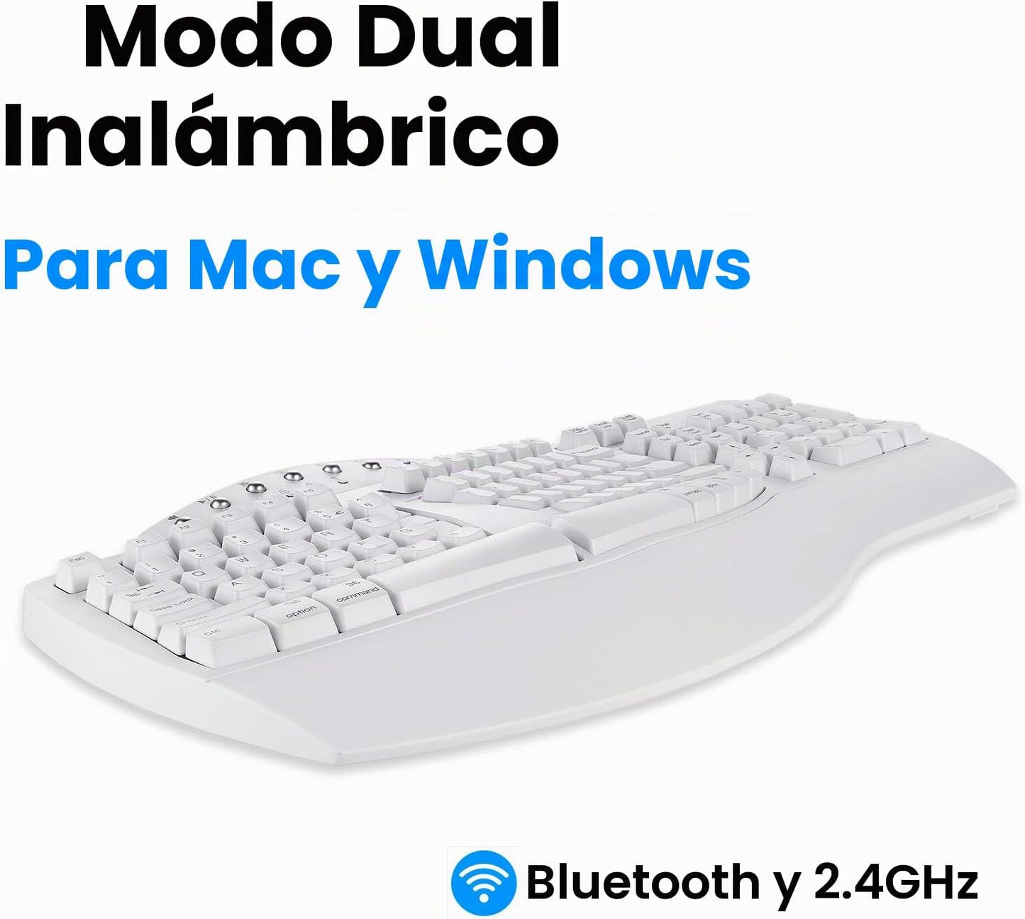 Perixx Periboard-612 - Teclado USB inalámbrico ergonómico dividido,...