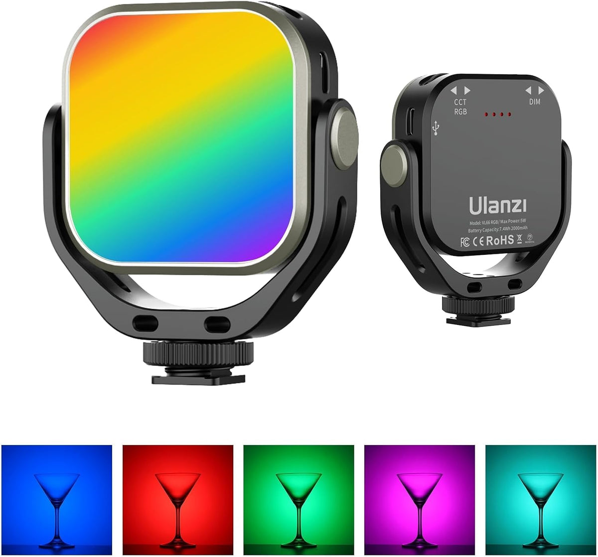 ULANZI VL66 RGB ajustable recargable 2500-6500K - Mini luz portátil...