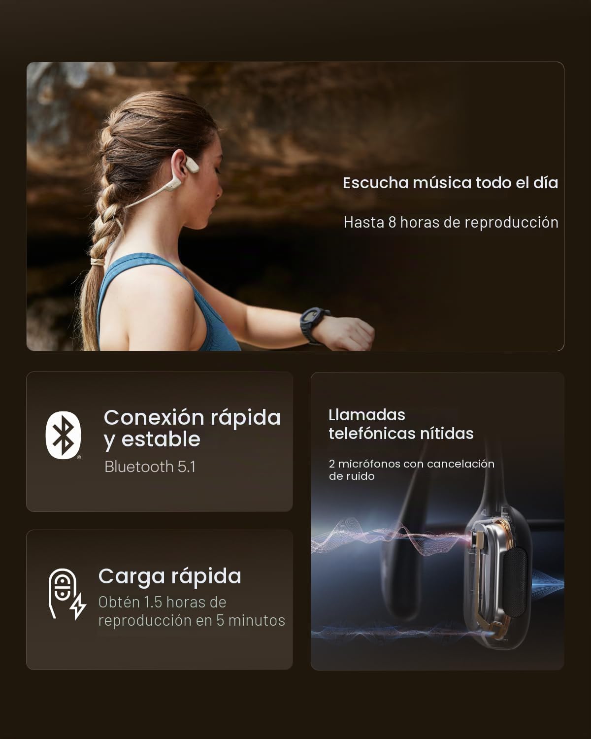 SHOKZ OpenRun Pro Mini-- Auriculares de conducción ósea con Bluetoo...