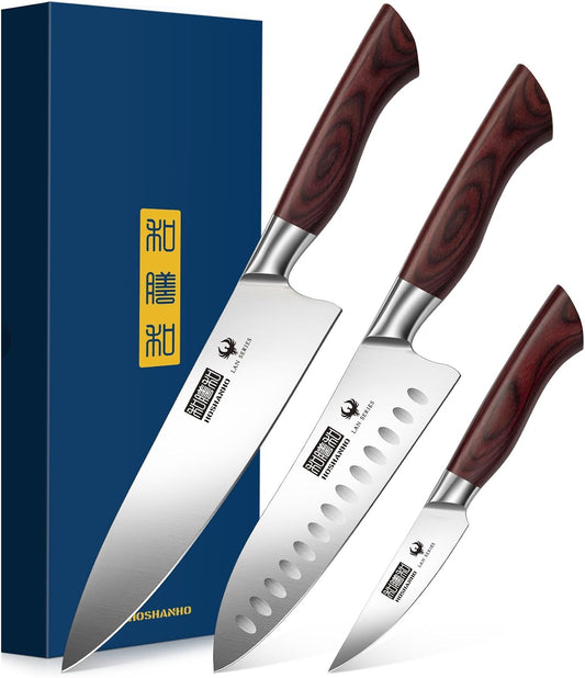 HOSHANHO - Juego de cuchillos de cocina de 3 piezas, cuchillos de c...