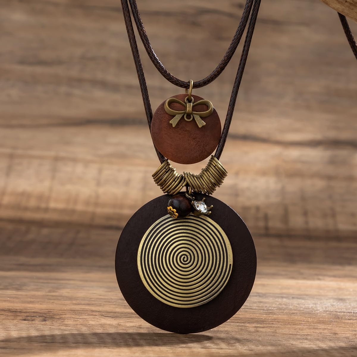 GIGB PBDK Collares largos bohemios para mujer, cordón de cuero apil...