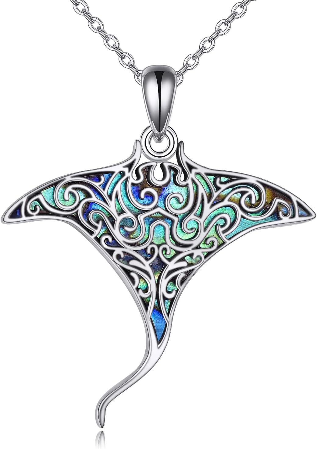 URONE Collar de plata de ley 925 con diseño de animales del océano,...