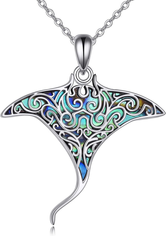 URONE Collar de plata de ley 925 con diseño de animales del océano,...