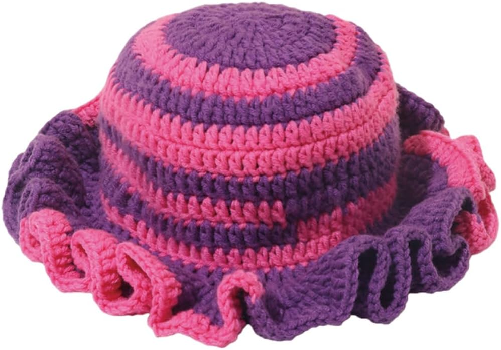 AMOFIA Gorro de punto para mujer, gorro de ganchillo con volantes,...