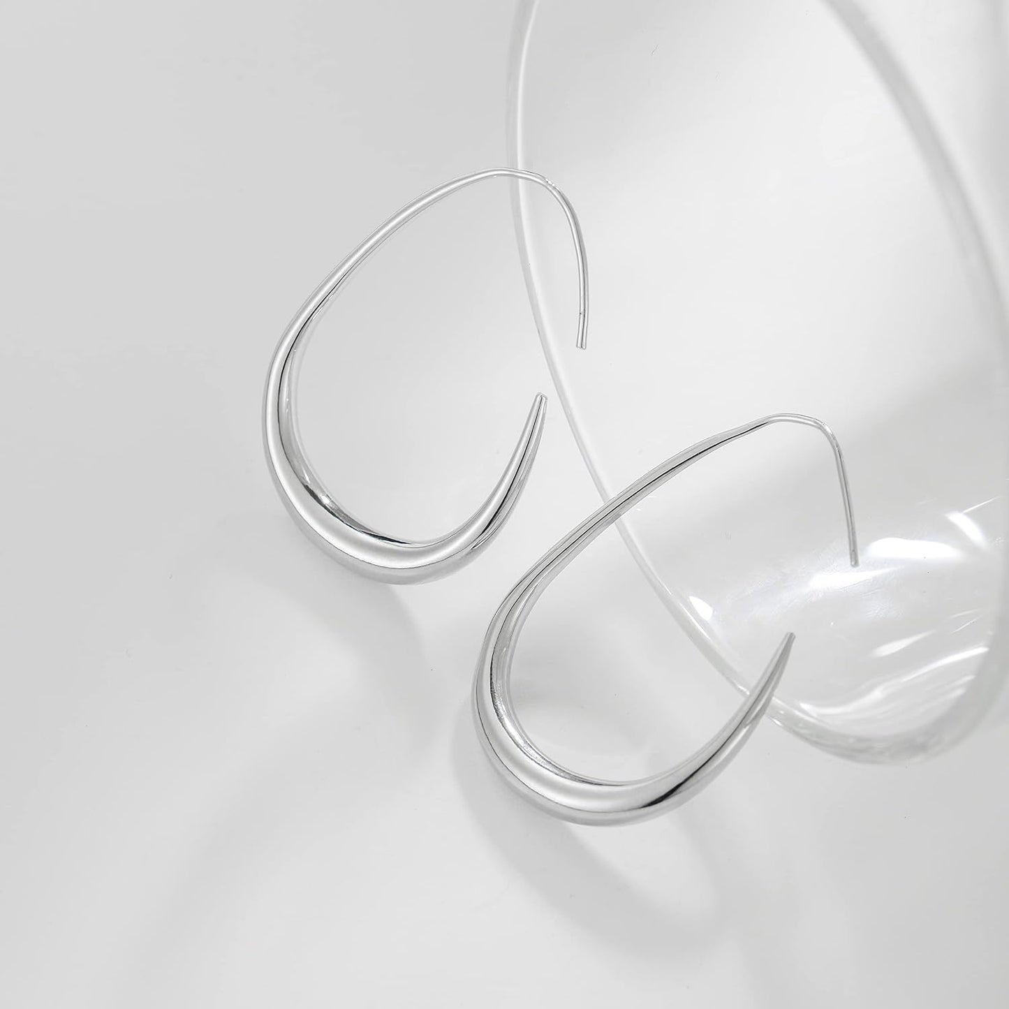Aretes de aro ligeros con forma de lágrima para mujer, chapados en...