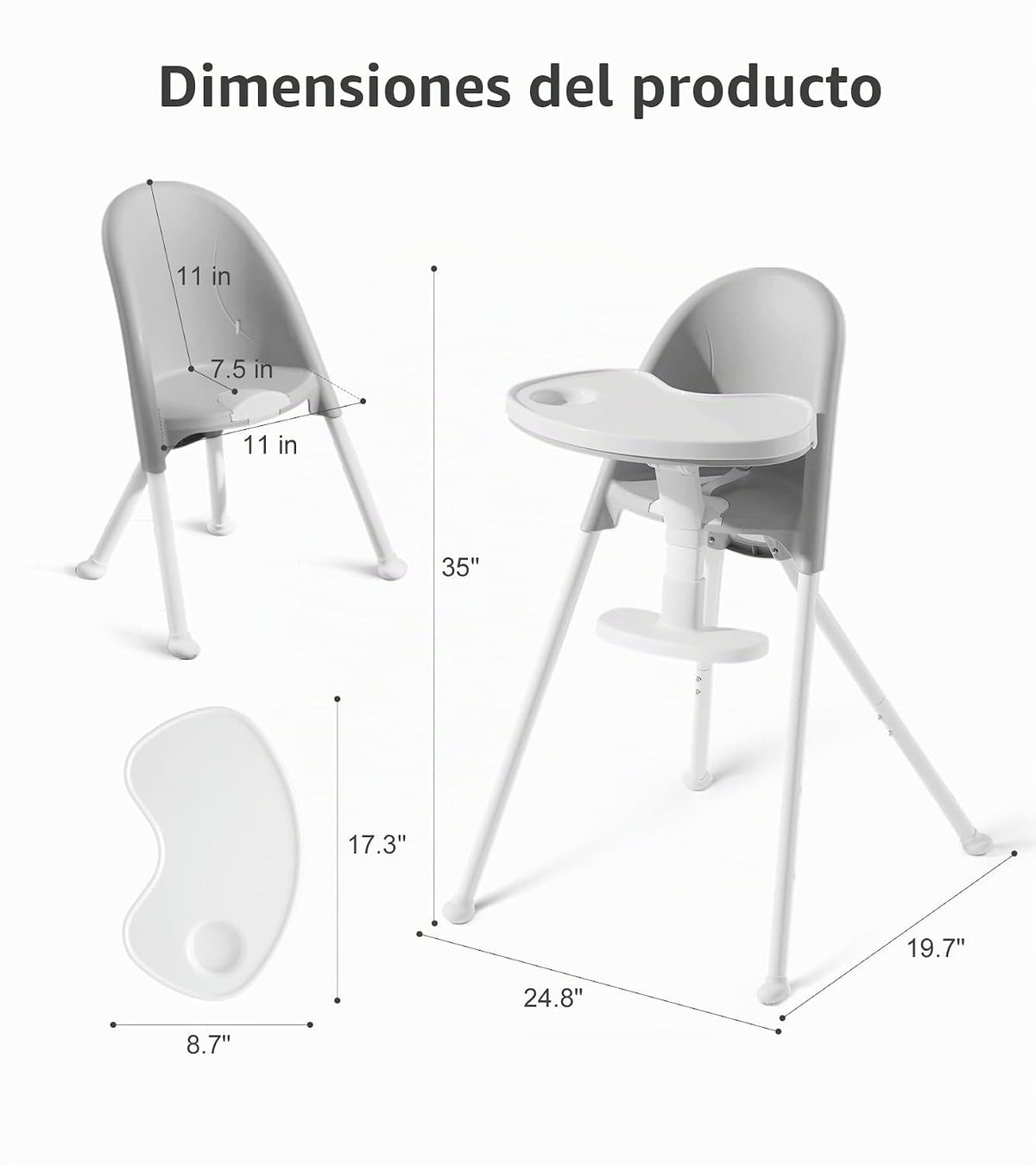 Mallify Silla alta plegable, silla alta portátil para bebé que ahor...
