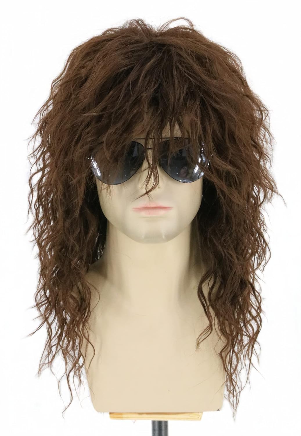 Topcosplay - Pelucas para hombres con corte mullet de los 80, larga...