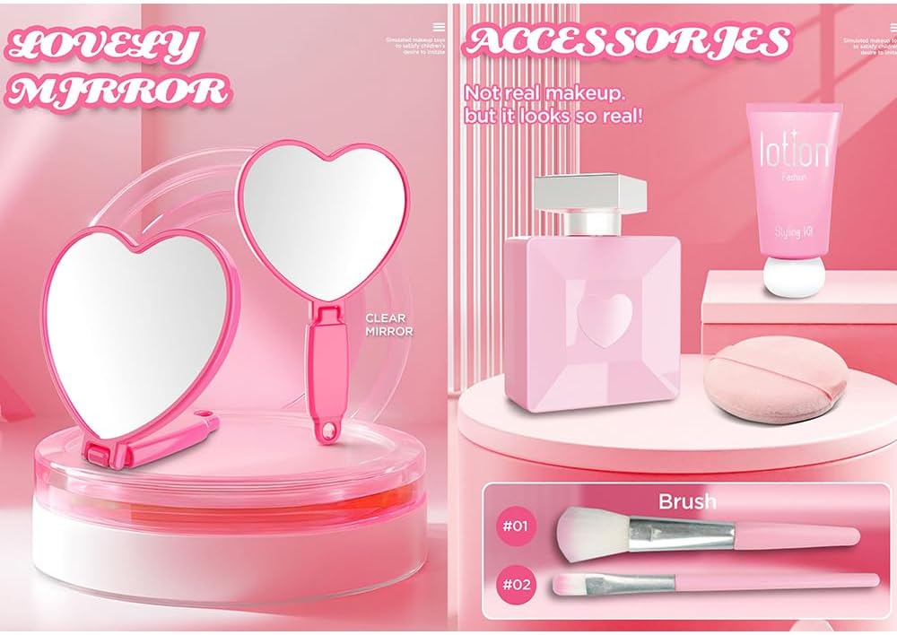 Kit de maquillaje de simulación para niñas, 12 piezas de cosméticos...