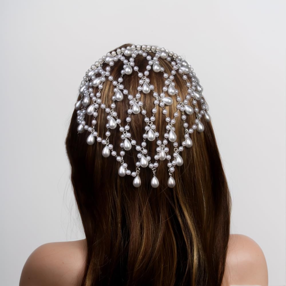 STONEFANS Accesorios plateados para el cabello, tocado de hada de p...