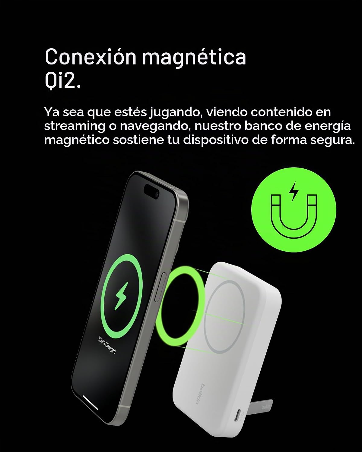Belkin Cargador portátil, banco de energía inalámbrico de 15 W 8000...